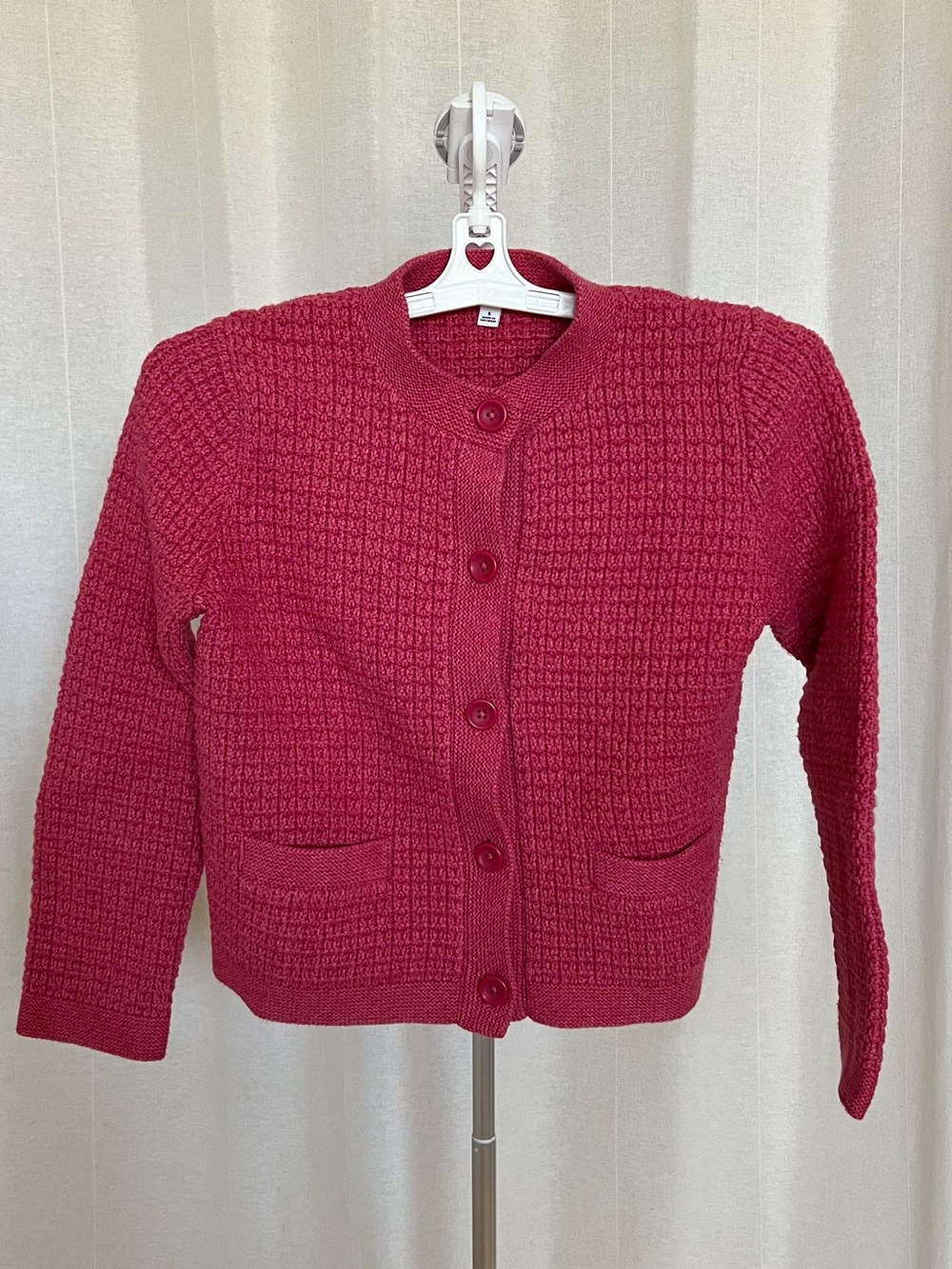 Uniqlo Textured Knit Button-Front Cardigan - Deep Pink